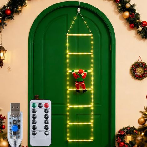 Guirlande Lumineuse Échelle Noël, 1.7M LED Guirlandes Lumineuses de Échelle de Père 8 Modes USB, Étanche Lumières Décoration pour Sapins de Noël, Jardin, Fenêtre, Balcon, Exterieur et Interieur (1/5)