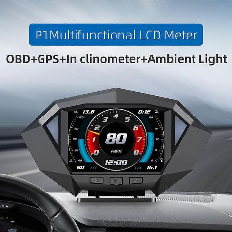 Compteur de vitesse numérique intelligent OBD2 GPS HUD pour voiture, indicateur tout-en-un, testeur de température d'eau et de pression de carburant, alarme (1/4)
