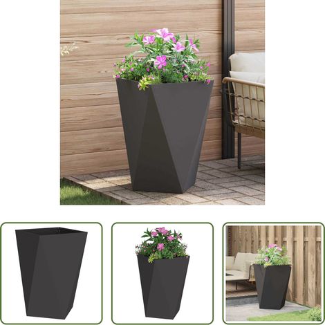 Terrassenpflanzer - Pflanzkübel Schwarz 50 x 50 x 75 cm Stahl (1/5)