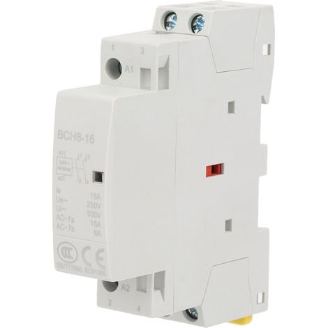 Contacteur secteur domestique sur rail DIN 2P 16A 24V 1NO 1NC 50/60HZ