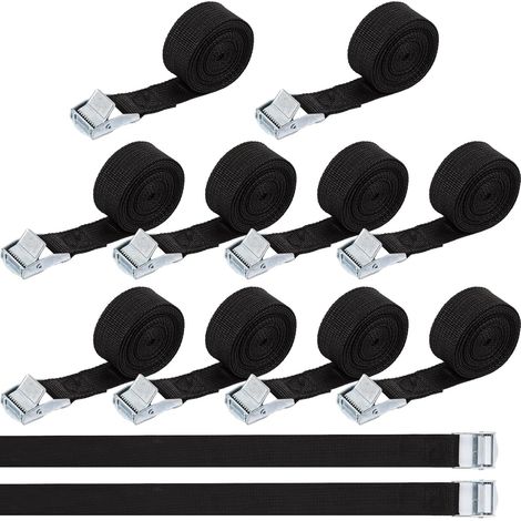 12 Pieces Small Strap 2 m, 25 mm Lashing Strap with Zipper Clasp for Adjustable Fastening Straps with Zipper for Cargo, Transportation, Luggage, Ca (1/5)