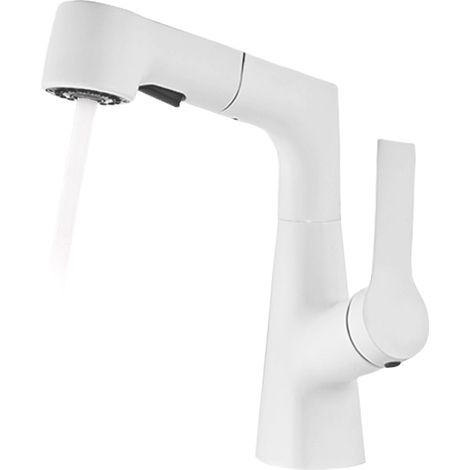 Grifo de cocina con rociador extraíble, grifo giratorio de 360° para agua fría y caliente (blanco) (1/5)