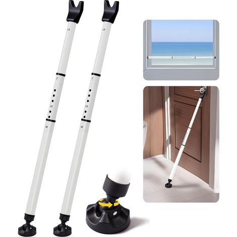 Barre de Sécurité pour Portes Coulissantes, Bloque-Porte de Sécurité Réglable pour Maison & Voyage, Securite Porte d'entrée avec Base Anti-Dérapante, Protection Anti-effraction (58-120cm-2PACK) (1/2)