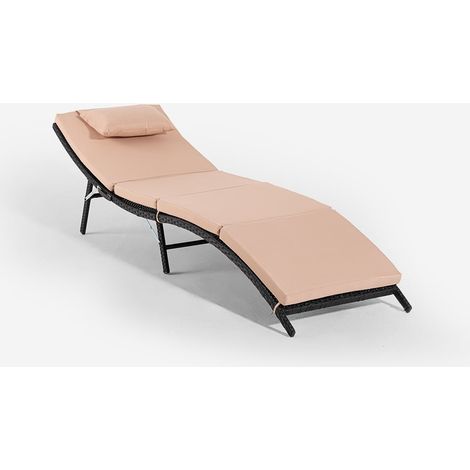 Klappbare Rattan-Gartenliege mit Kissen Tenerife