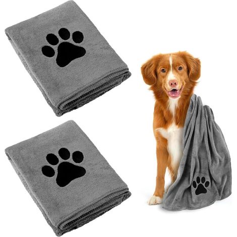 Hondenhanddoek - Microfibre - 75 x 35 cm - Pour Chiens Chats Animaux - 2 Pièces