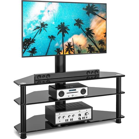 Meuble TV avec Support Pivotant Hauteur Réglable pour TVs et Ecrans LCD LED de 32 à 70 Pouces 3 Étagères (1/5)
