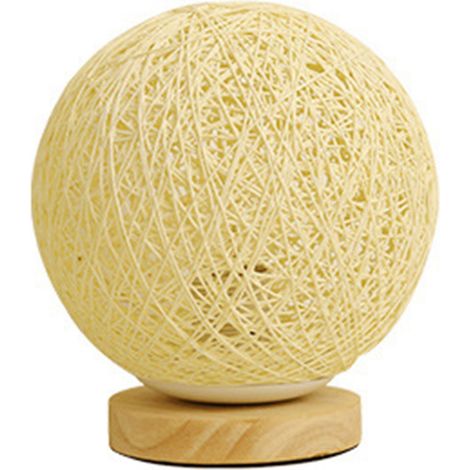 Ortviai Lampe de chevet LED dimmable 3 W en rotin tressé – design boule originale pour chambre et salon (1/5)