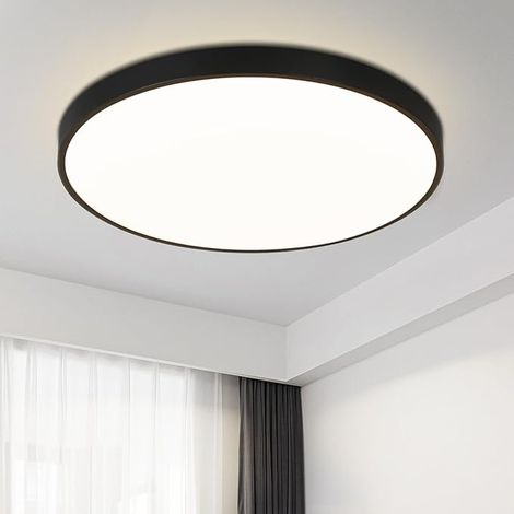 GBLY Lámpara de techo LED ultraplana 28mm, placa LED 17W integrada, 4000K Lámpara de techo LED moderna IP44 impermeable, para cocina, pasillo, escalera, dormitorio, entrada, negro，4 Piezas