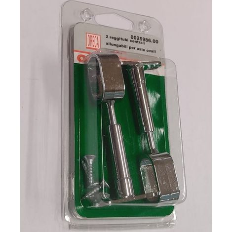2 PEZZI - REGGITUBO CENTRALE ALLUNGABILEA LEGA LEGGERA CROMATA - PER ASTE OVALI 30x15MM - LUNGHEZZA 65-80MM