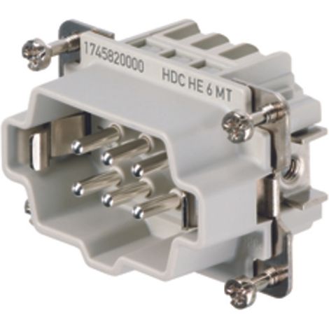 Embout de connecteur Weidmuller série HE, 6 contacts , 24A, Mâle ( Prix pour 1 )