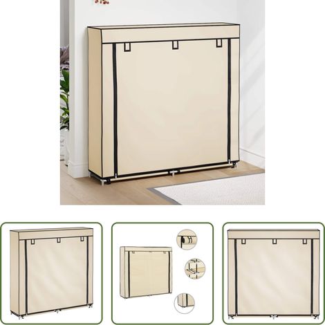 vidaXL Schuhordnung - Schuhschrank mit Abdeckung Cremeweiß 115 x 28 x 110 cm Stoff (1/5)