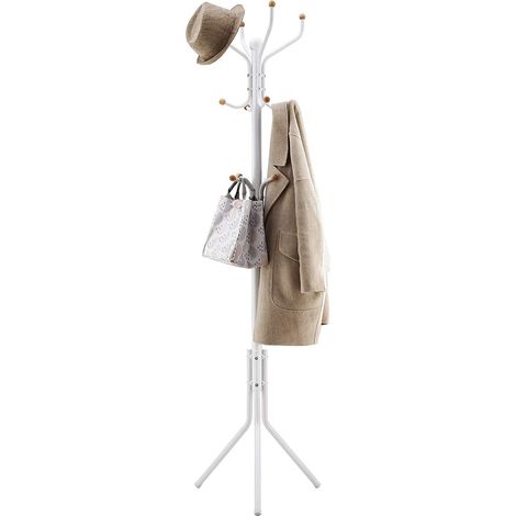 Porte-manteaux design avec 12 crochets - parfait dans un hall d'entrée ou comme élément d'angle - 182 cm - blanc (1/5)