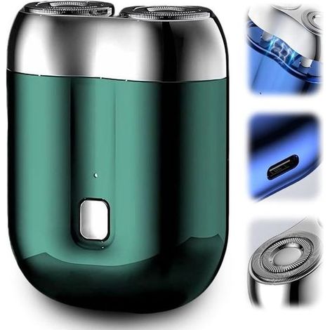 Mini rasoir électrique double tête - Rechargeable USB - Étanche et lavable - Portable - Vert