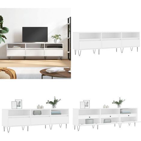 TV-Schrank Weiß 150x30x44,5 cm Holzwerkstoff - TV Schrank - Fernsehtisch - Regal - Aufbewahrung - Weiß - Home & Living