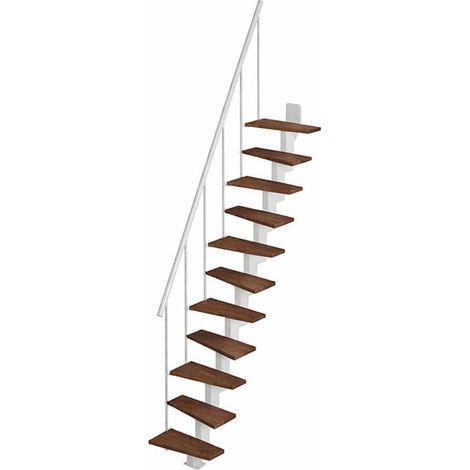 Escalier droit 11 marches - Hauteur à franchir de 2.40 à 2.84m - Largeur 60cm - Couleur bois et blanc - KIP60/I-SBMNOY-11