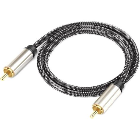 Câble audio numérique coaxial 1,5 m RCA mâle vers RCA mâle Conducteur en cuivre pur Plaqué or pour connexion HiFi 5.1 (1/5)