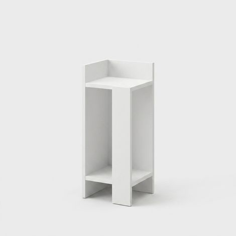 Mesita de noche blanca para zurdos, 25 x 60 cm, para dormitorio minimalista o habitación de hotel. (1/4)