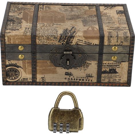 Coffre à bijoux vintage en bois de grande capacité, style rétro durable, large application pour bijoux et colifichets (1/5)