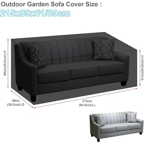 Housse Banc de Jardin 3 Places 215x99x61/89cm Imperméable, Housse Canape de jardin Exterieur, housse salon jardin Tissu Oxford, Coupe-Vent, Anti-UV, avec Boucle, Noir