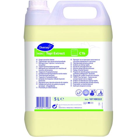 Le Plus De L'Entretien – Détergent TASKI Tapi Extract 5L – Pour injection et extraction tapis – Élimine taches et saleté – Préserve qualité des fibres