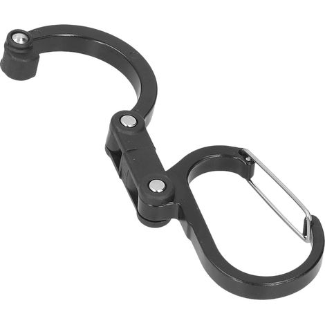 Mousqueton Type D en Alliage d'Aluminium Multifonction pour Randonnée Camping Pique-nique Extérieur Noir (1/5)