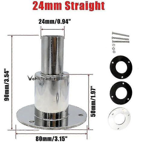 Garniture d'échappement traversante en acier inoxydable 22/24 mm, pièce de quincaillerie à douille pour réchauffeurs diesel à air pour bateaux, navires et camions (24 mm droit) (1/5)