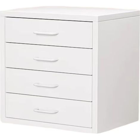 Table De Chevet,Blanc, Table De Nuit Sobre Avec 4 Tiroirs, Convient Pour Tout Lit Et Toute Chambre, 35 x 26 x 35 cm (1/2)
