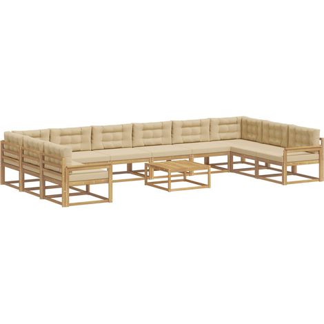 Outdoor Sofa Set with Cushion 11 pcs White and Beige vidaXL (1/5)