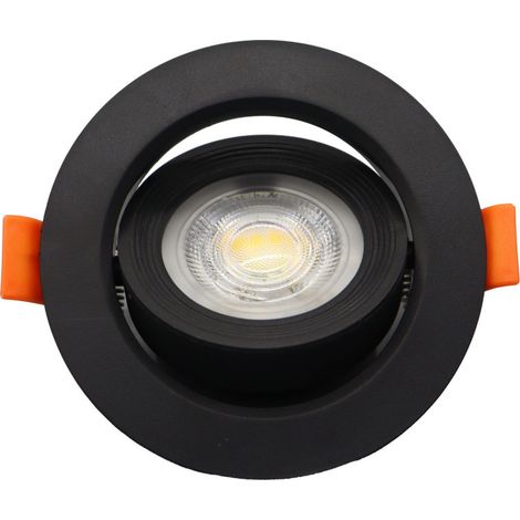 Spot LED encastré circulaire inclinable 7 W, noir CCT Spot LED encastré