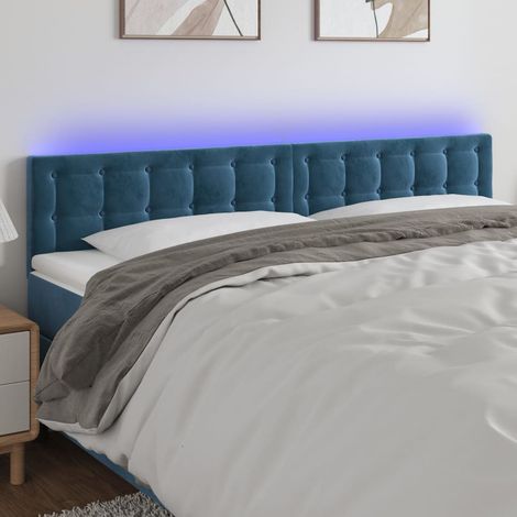 Tête de lit Décoratif à LED Bleu foncé 160x5x78/88 cm Velours -BV77930 (1/5)