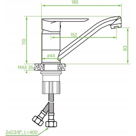 Robinet de lavabo sur pied chromé Appia avec bec orientable