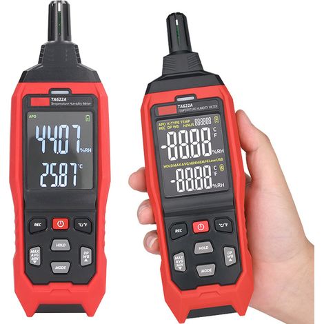 Thermomètre numérique à point de rosée TA622A, thermomètre à bulbe humide, appareil de mesure de la température et de l'humidité ambiantes (1/5)