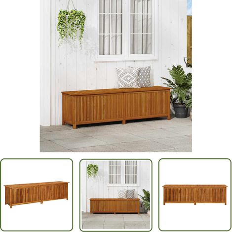The Living Store Boîte de rangement de jardin 200x50x58 cm Bois d'acacia solide - Boîte De Rangement Jardin - Coffre De Jardin - Rangement Extérieur - Meuble De Jardin - Acacia (1/6)