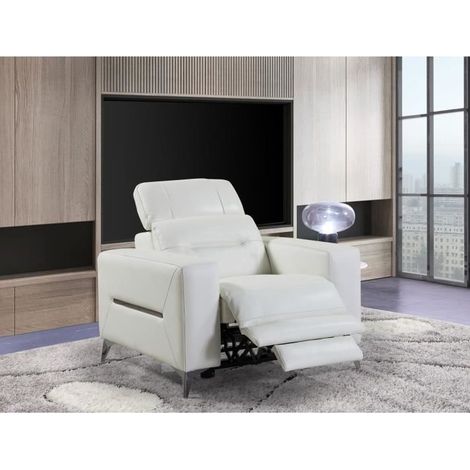 Fauteuil relax électrique en cuir DOA - Blanc
