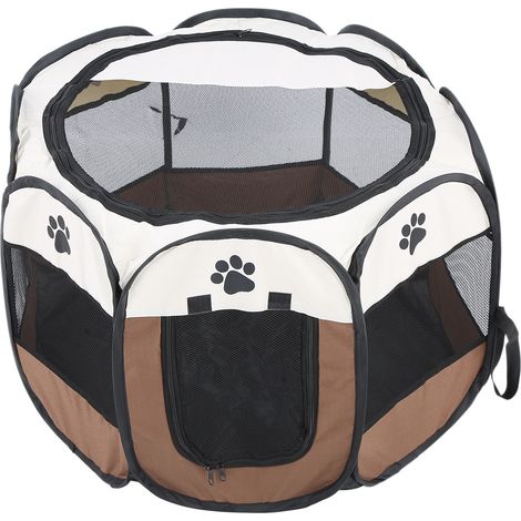 Tragbarer, faltbarer Käfig für Haustiere (Katze/Hund), Spiel- und Bewegungszelt mit Netzabdeckung, für drinnen und draußen, geeignet für Cafés