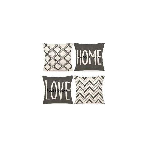 Lot de 4 Housse Coussin 45x45 Housses de Coussin Canapé Coussins Décoratifs Motif Géométrique Lot de Coussin Canapé en Lin pour Canapé Salon Chambre taie Oreiller d'Extérieur 45 x 45