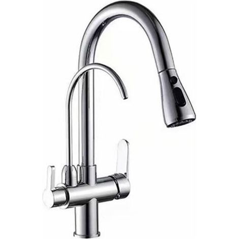 Mitigeur de cuisine,Mélangeur d'évier coulissant en laiton pour eau chaude et froide avec robinet d'eau potable (1/5)
