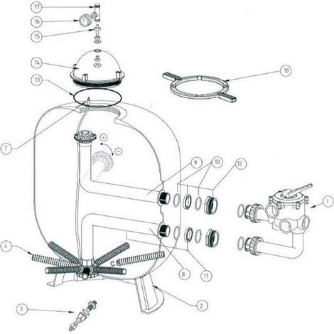 Pentair – Diffuseur inférieur pour filtre à sable Triton TR100 – Débit max 10m³/h – Diamètre raccordement 50mm – Pour filtration efficace