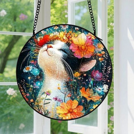 Suspension en vitrail, attrape-soleil minimaliste unique, décoration jardin fenêtre, cadeau Fête des Mères, Noël pour femme, maman 9cm (1/5)