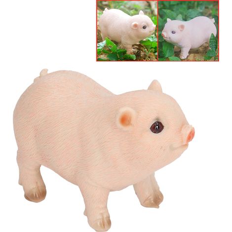 Figura de animal para jardín de la colección Little Pig – Figura decorativa de cerdo hecha de resina resistente para uso exterior – Conjunto en miniatura en color rosa para jardín y césped, 214 g, 12 (1/5)