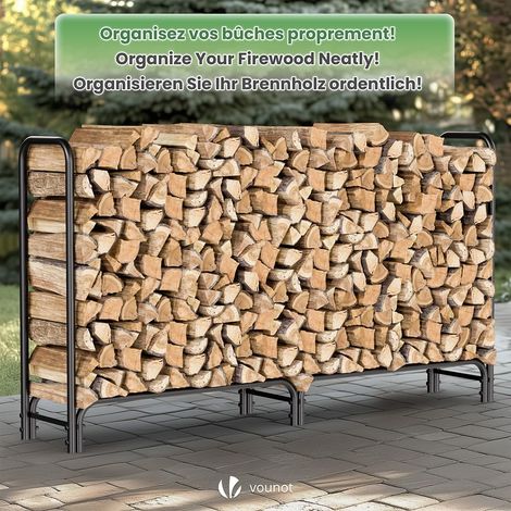 Serre bûche 2m avec housse de protection Range bûche acier grande capacité Rangement pour bûches Serre bois housse de protection intégrale inclus (1/5)