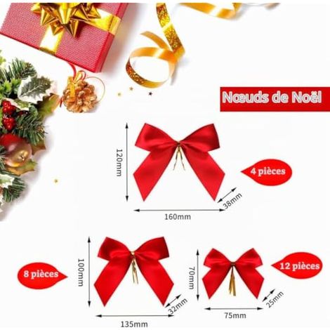12m / 39ft Guirlande De Pin Décorations avec 24 Arcs Rouges (1/3)