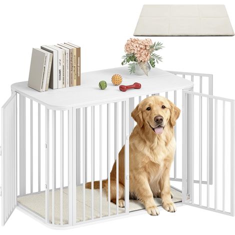 Cage pour Chien, Cages d'intérieur avec Coussin, Design Moderne à Portes Multiples, Table d'appoint en Bois, Convient aux Grands Chiens (1/5)