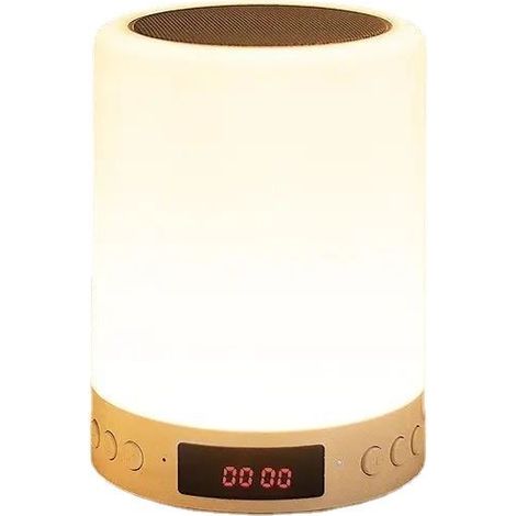 VURAHOME - 5 en 1 Portable [niveau d'énergie a + +] lampe de chevet à LED tactile rechargeable, Haut - parleur pour enfants Bluetooth Music USB RADIO couleur Alarme Numérique cadeau pour hommes et fem (1/5)