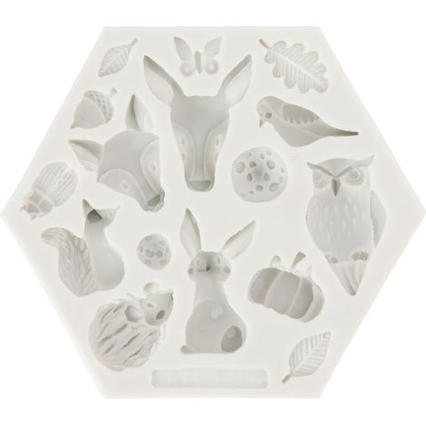 Molde de silicona flexible con forma de animalito, fácil de desmoldar para pasteles de fondant, chocolates y fiestas (952 gris) (1/5)