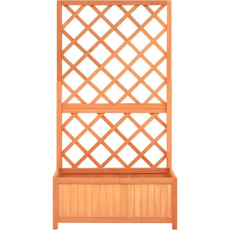 Jardinière, Pot de Fleurs d'extérieur, à treillis jardin Marron 70x30x135 cm Bois de sapin OIB6151E (1/5)