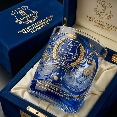 LYERCW - Verre à whisky commémoratif 2026, verre à cocktail de luxe, cadeau pour bar ou fête, décoration intérieure Bleu Everton Bleu Everton