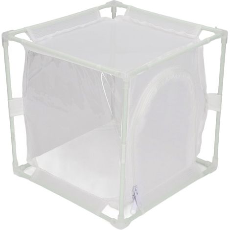 Cage d'Observation pour Insectes en Maille PVC Blanche, Habitat à Papillons Réutilisable, Boîte d'Élevage et Incubation en Forme de U Inversé