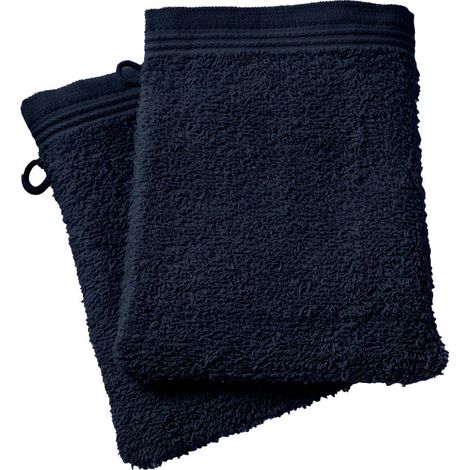 Lot de 2 gants de toilette "Spa" 15 x 21 cm / 400 gr/m² - "Spa" Bleu Nuit - "Spa" Bleu Nuit - (1/5)