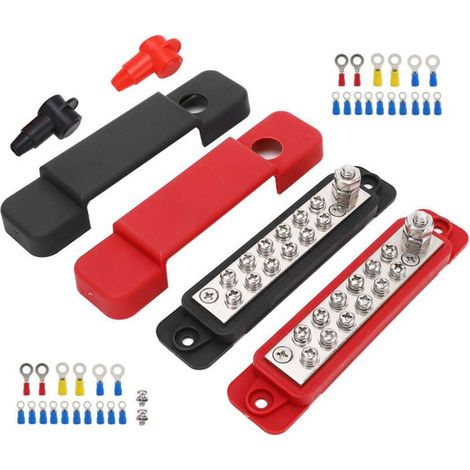 Modulo di distribuzione di potenza a sbarre collettrici a 12 canali, 12 V 180 A, adatto per veicoli/navi, con 32 morsettiere. (1/4)